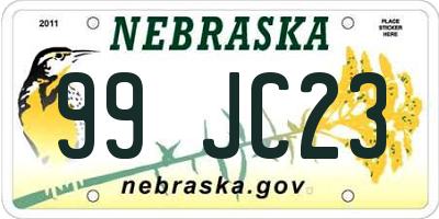 NE license plate 99JC23