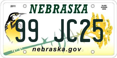 NE license plate 99JC25