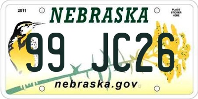 NE license plate 99JC26