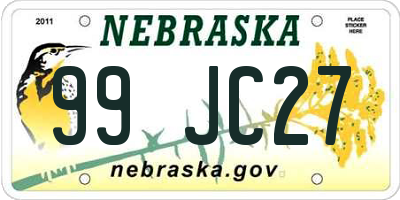 NE license plate 99JC27