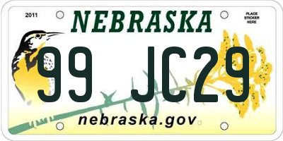 NE license plate 99JC29