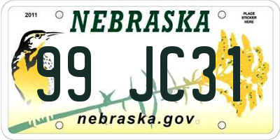 NE license plate 99JC31