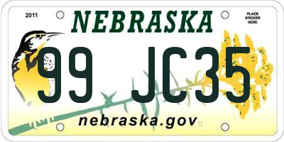 NE license plate 99JC35