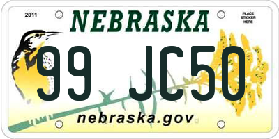 NE license plate 99JC50