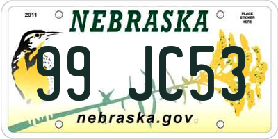 NE license plate 99JC53