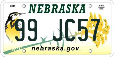 NE license plate 99JC57