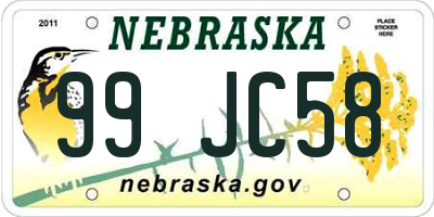 NE license plate 99JC58