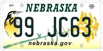 NE license plate 99JC63