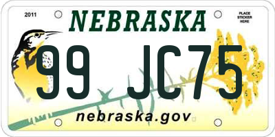 NE license plate 99JC75