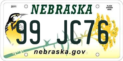 NE license plate 99JC76