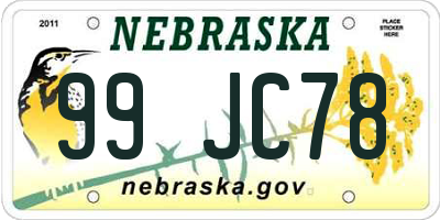 NE license plate 99JC78