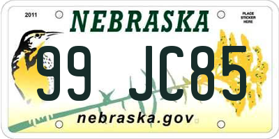 NE license plate 99JC85