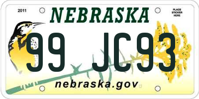 NE license plate 99JC93