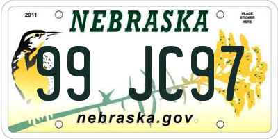 NE license plate 99JC97