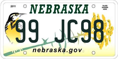 NE license plate 99JC98