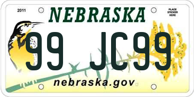 NE license plate 99JC99