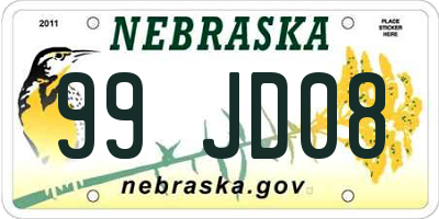 NE license plate 99JD08