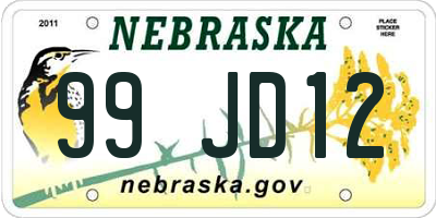 NE license plate 99JD12