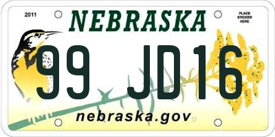 NE license plate 99JD16