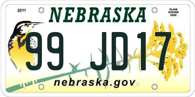 NE license plate 99JD17