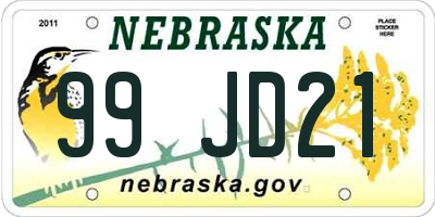 NE license plate 99JD21