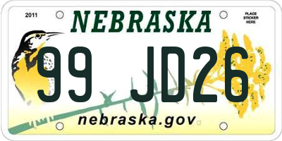 NE license plate 99JD26