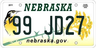 NE license plate 99JD27