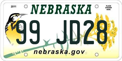 NE license plate 99JD28