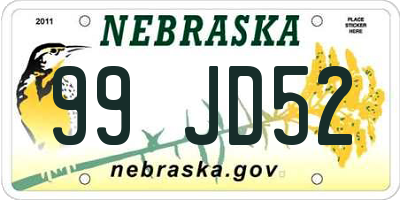 NE license plate 99JD52