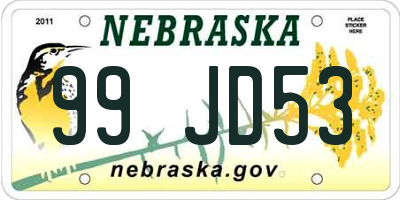 NE license plate 99JD53