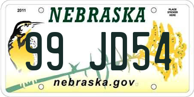 NE license plate 99JD54