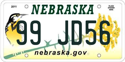 NE license plate 99JD56