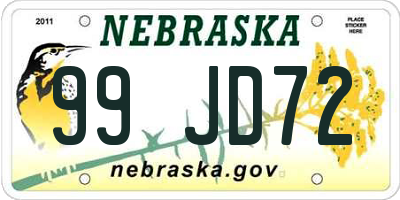 NE license plate 99JD72