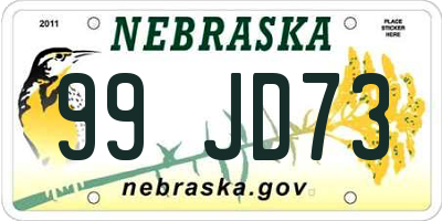 NE license plate 99JD73