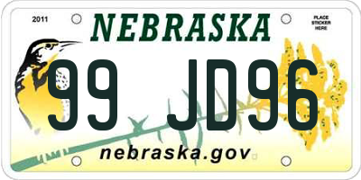 NE license plate 99JD96