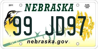 NE license plate 99JD97