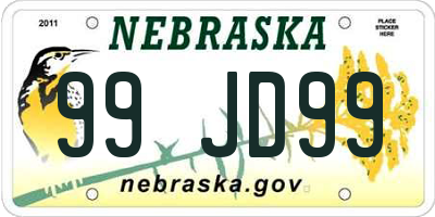 NE license plate 99JD99