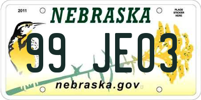 NE license plate 99JE03