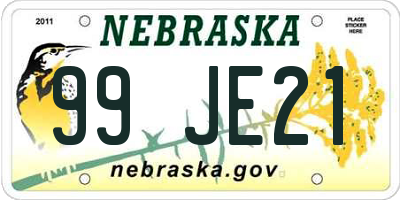 NE license plate 99JE21