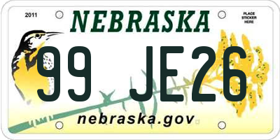 NE license plate 99JE26