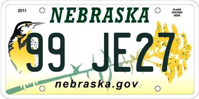 NE license plate 99JE27