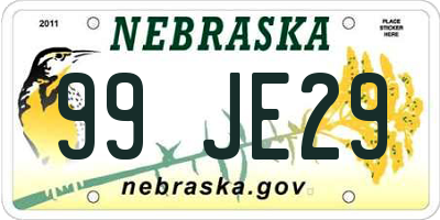 NE license plate 99JE29