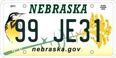 NE license plate 99JE31