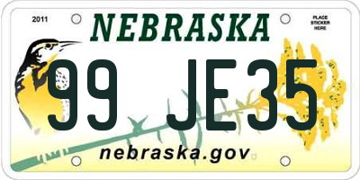 NE license plate 99JE35