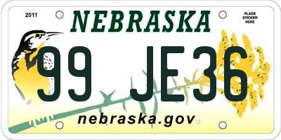 NE license plate 99JE36