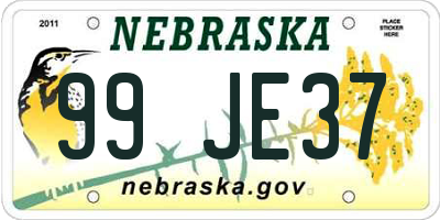 NE license plate 99JE37