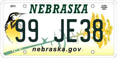 NE license plate 99JE38