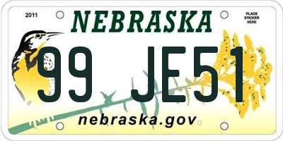 NE license plate 99JE51