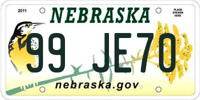 NE license plate 99JE70