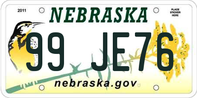 NE license plate 99JE76